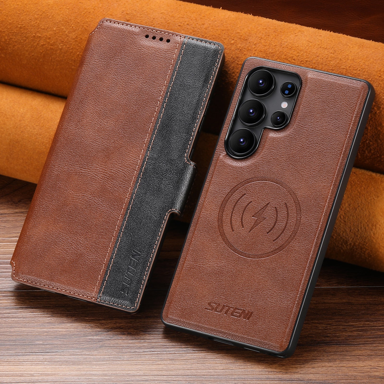 [Detachable][Magsafe Compatible] Samsung S25 Ultra Patchwork Premium Multi-functional Leather Folding Shockproof Wallet Series Case - Image 3