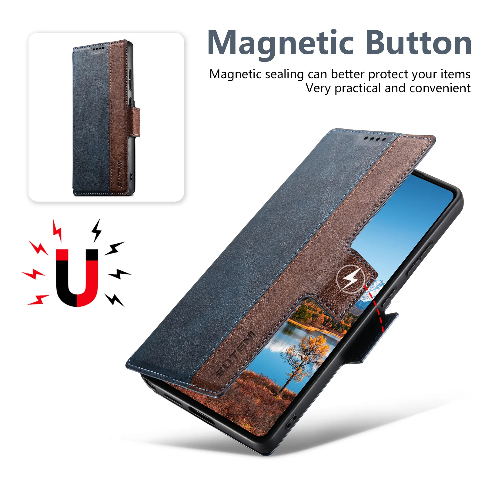 [Detachable][Magsafe Compatible] Samsung S25 Ultra Patchwork Premium Multi-functional Leather Folding Shockproof Wallet Series Case - Image 5