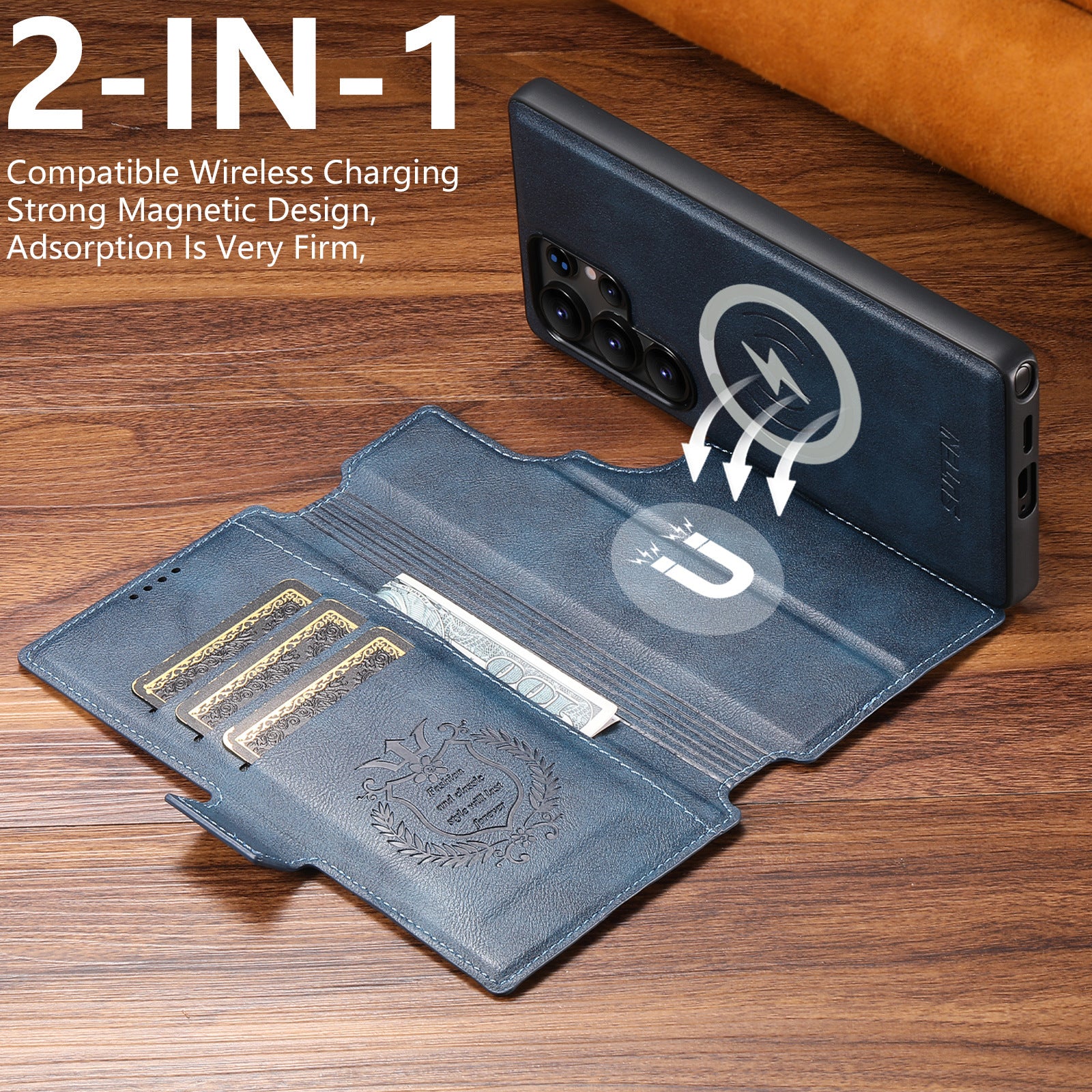 [Detachable][Magsafe Compatible] Samsung S25 Ultra Patchwork Premium Multi-functional Leather Folding Shockproof Wallet Series Case - Image 7