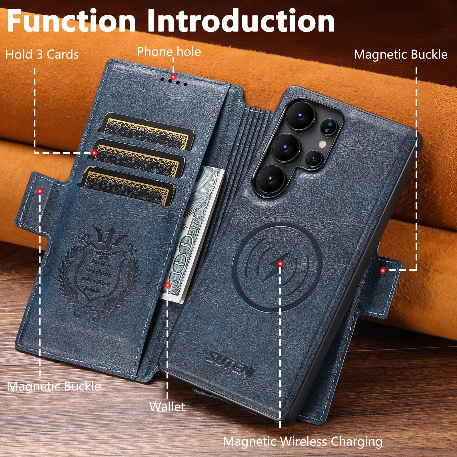 [Detachable][Magsafe Compatible] Samsung S25 Ultra Patchwork Premium Multi-functional Leather Folding Shockproof Wallet Series Case - Image 8