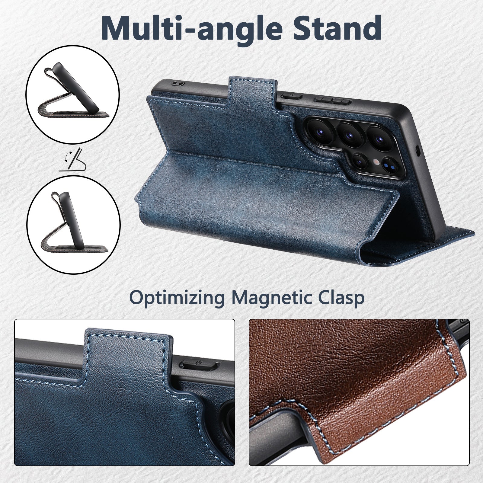 [Detachable][Magsafe Compatible] Samsung S25 Ultra Patchwork Premium Multi-functional Leather Folding Shockproof Wallet Series Case - Image 9