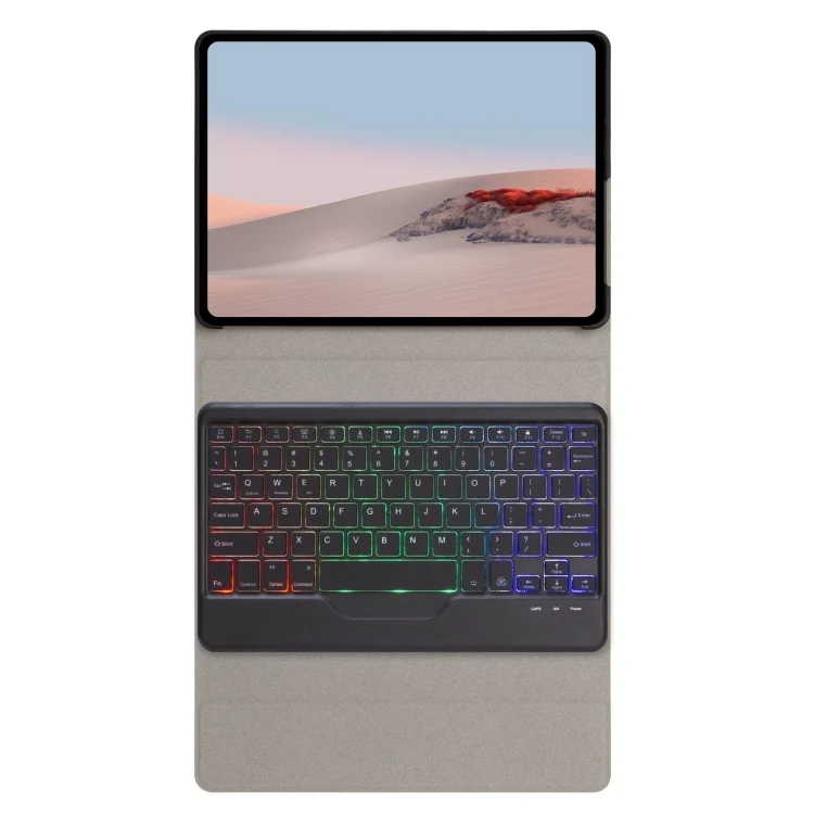 [Detachable] Microsoft Surface Go 1/2/3/4 - Wood Grain Full Covered Flip Case With Wireless Bluetooth Touch Keyboard - Image 5