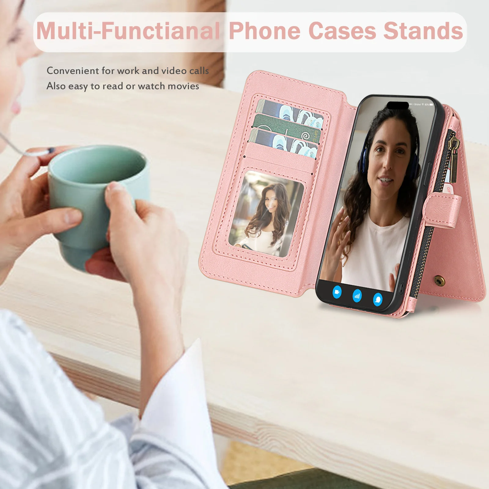 [Detachable][With Card Slot] Apple iPhone 15/Plus/Pro/Pro Max Multi-functional Leather Folding Shockproof Wallet Series Case - Image 5