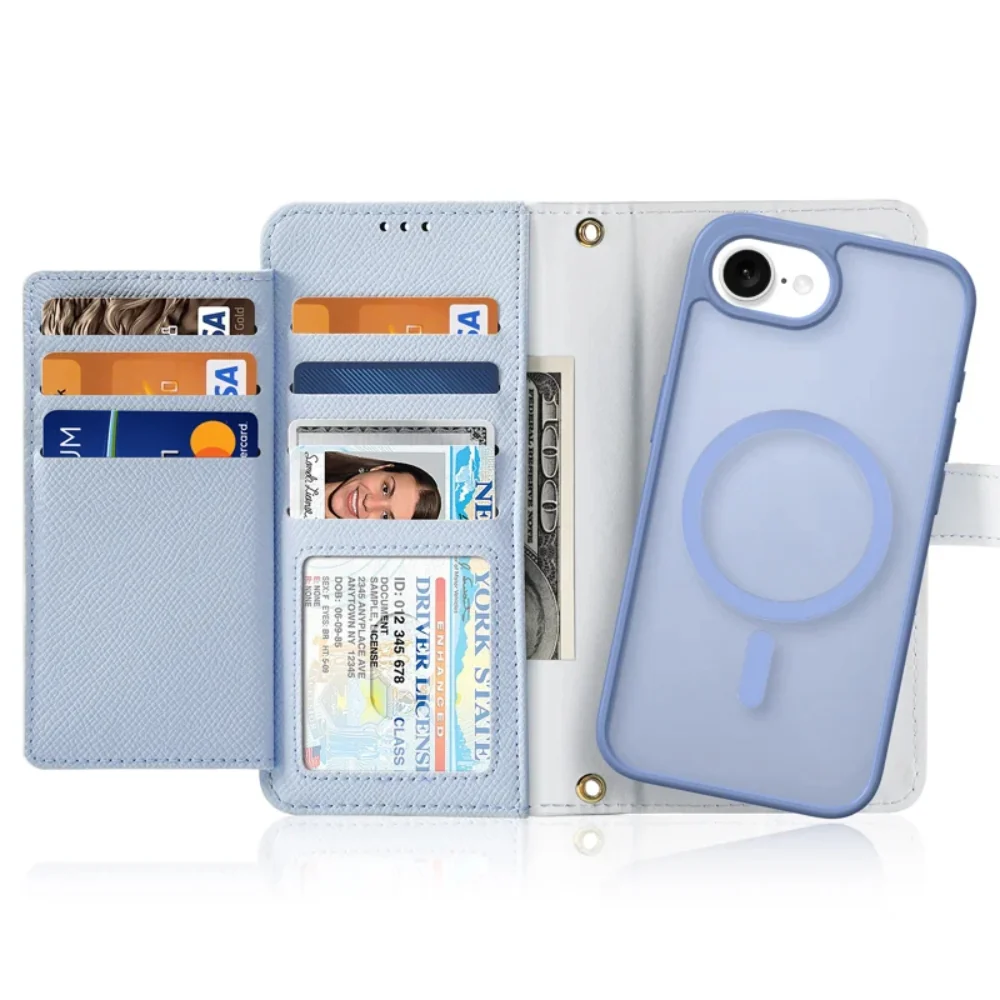 [Detachable][With Card Slot] Apple iPhone 16e & 17e - Detachable Magnetic Genuine Leather Wallet Case - Image 5