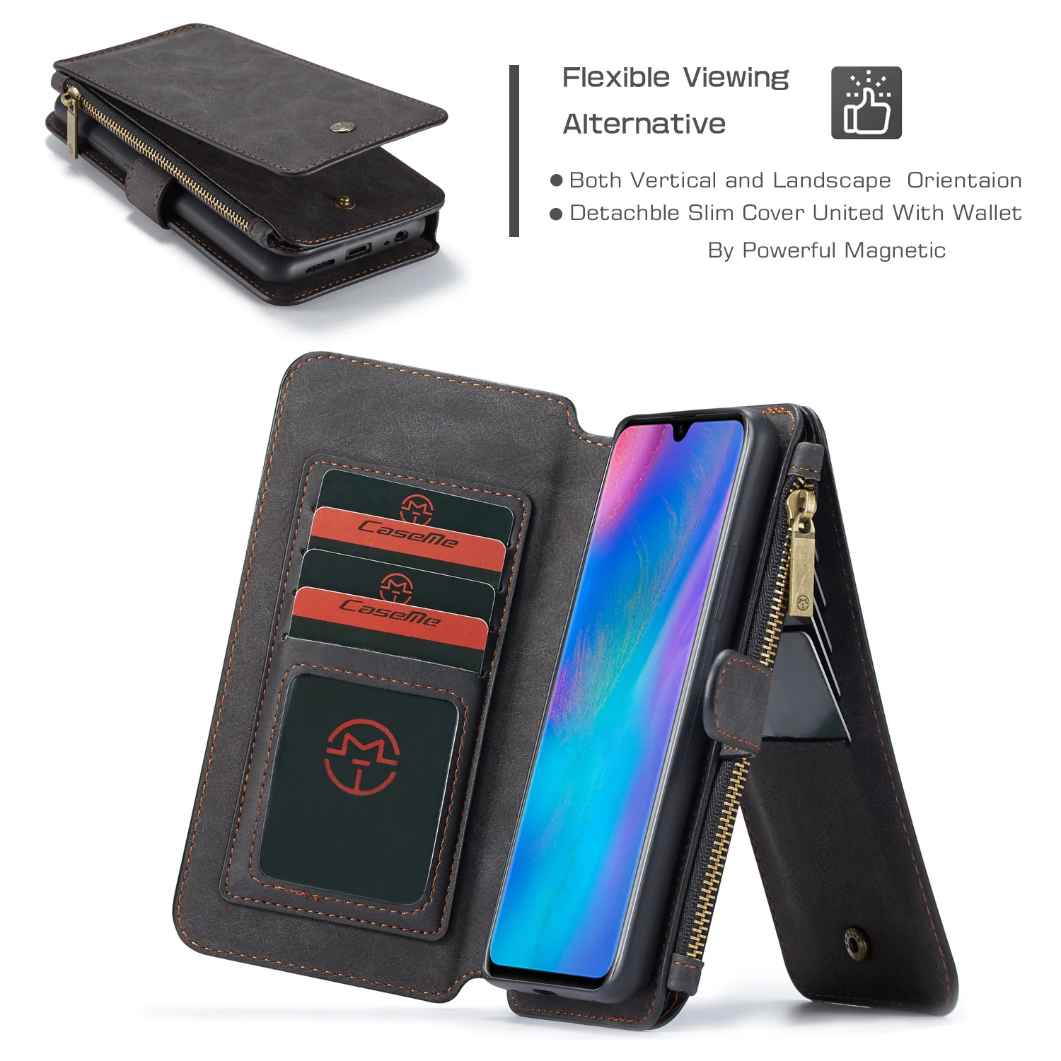 [Detachable][With Card Slot] Huawei Mate 20/Pro Multi-Functional Leather Flip Shockproof Wallet Case - Image 9