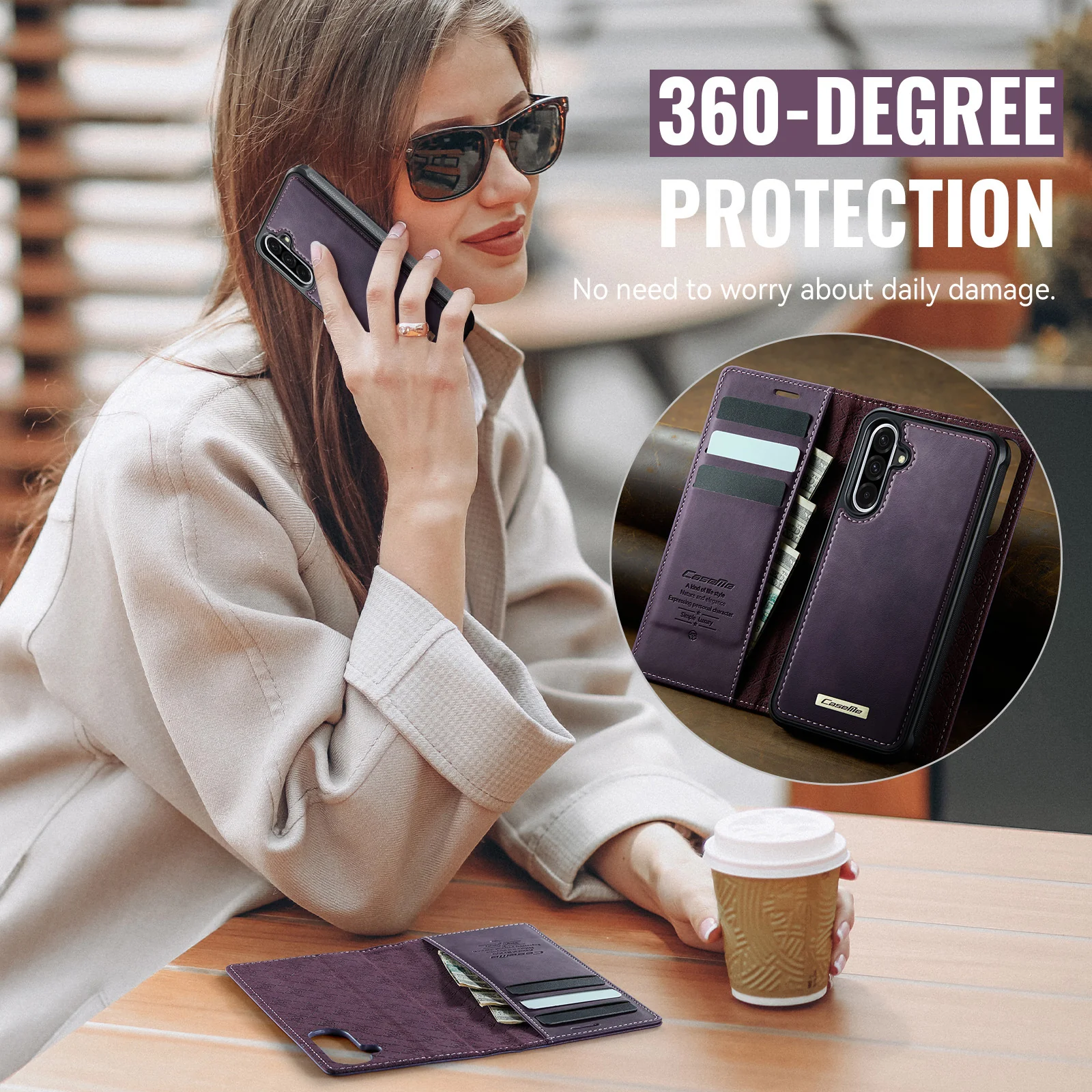 [Detachable][With Card Slot] Samsung Galaxy A17 (SM-A176) 2-in-1 Full-coverage Shockproof Wallet Series Case - Image 10