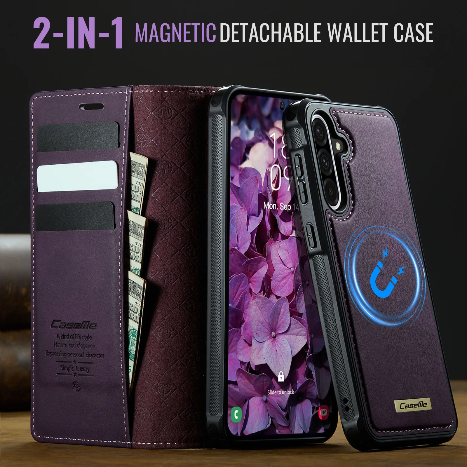 [Detachable][With Card Slot] Samsung Galaxy A17 (SM-A176) 2-in-1 Full-coverage Shockproof Wallet Series Case - Image 7