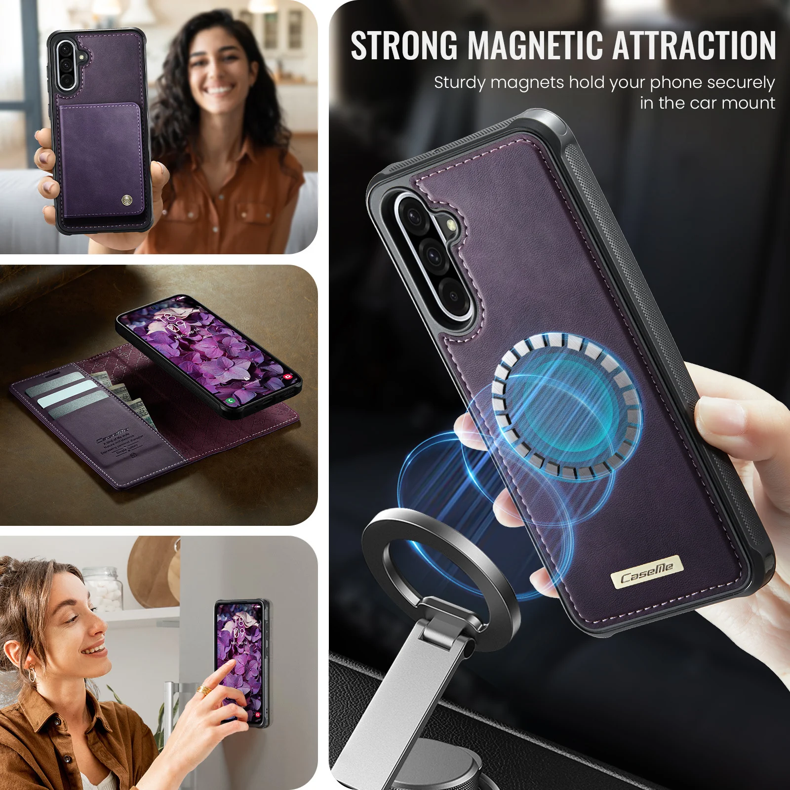 [Detachable][With Card Slot] Samsung Galaxy A17 (SM-A176) 2-in-1 Full-coverage Shockproof Wallet Series Case - Image 8