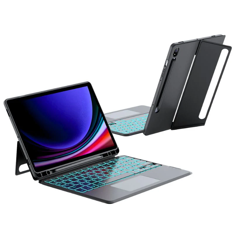 [Detachable][With RGB Backlit] Samsung Galaxy Tab S7 Plus & S8 Plus 12.4"- Wireless Bluetooth Magnetic Keyboard Soft Case