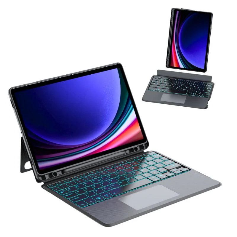 [Detachable][With RGB Backlit] Samsung Galaxy Tab S7 Plus & S8 Plus 12.4"- Wireless Bluetooth Magnetic Keyboard Soft Case - Image 2
