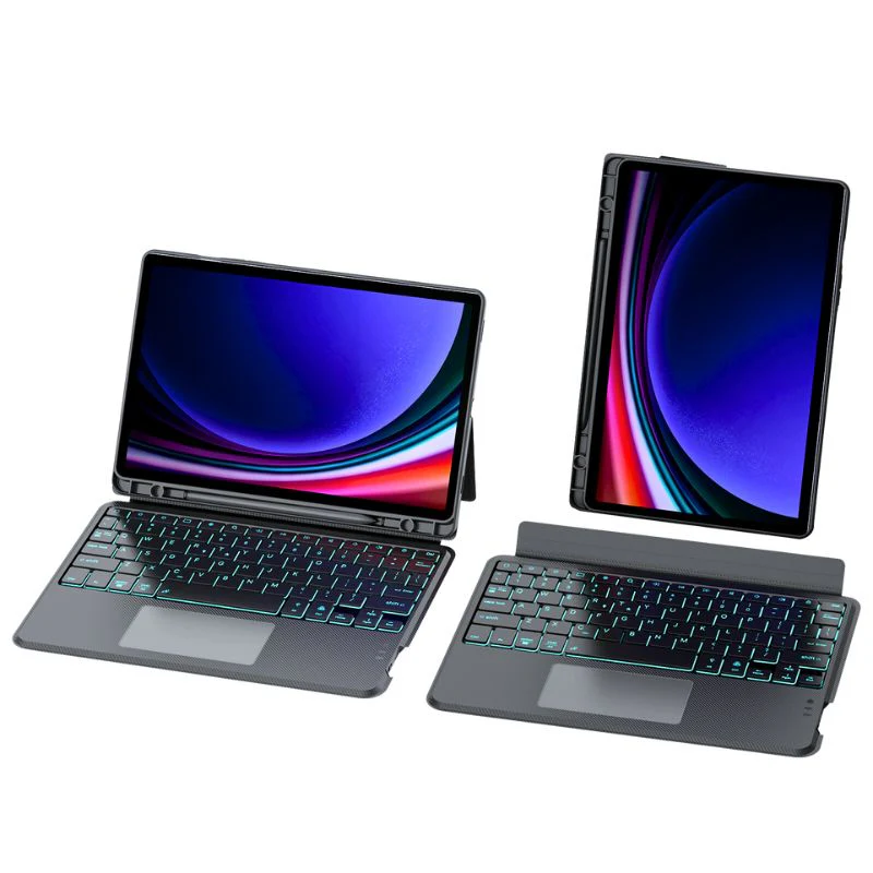[Detachable][With RGB Backlit] Samsung Galaxy Tab S7 Plus & S8 Plus 12.4"- Wireless Bluetooth Magnetic Keyboard Soft Case - Image 3