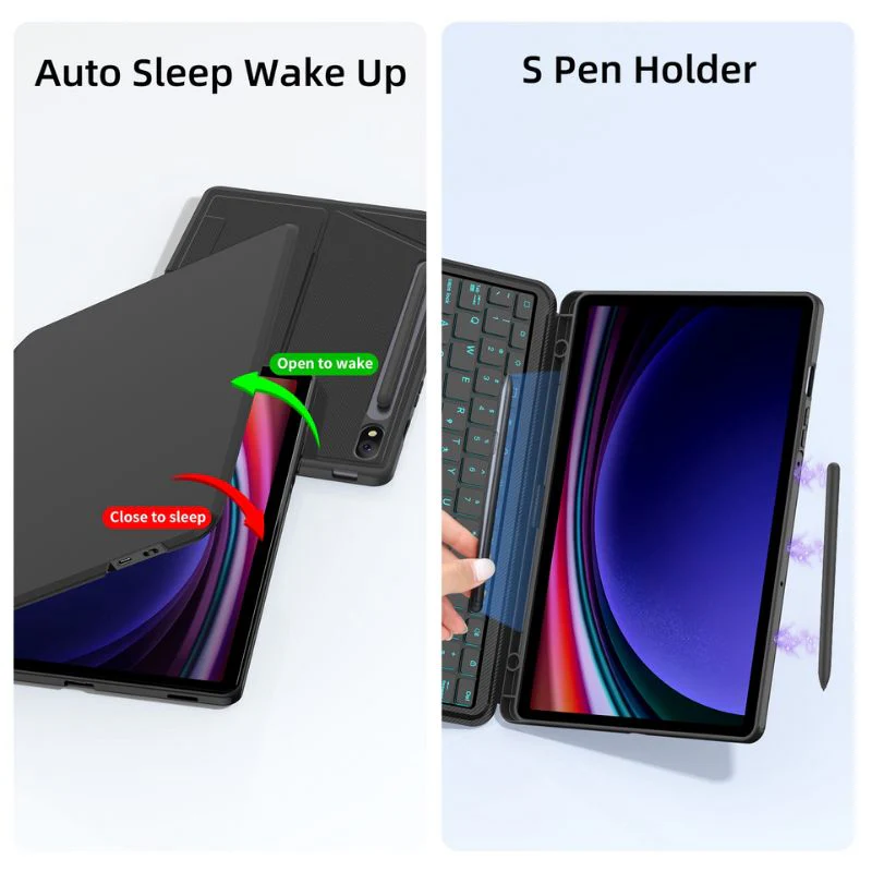 [Detachable][With RGB Backlit] Samsung Galaxy Tab S7 Plus & S8 Plus 12.4"- Wireless Bluetooth Magnetic Keyboard Soft Case - Image 4