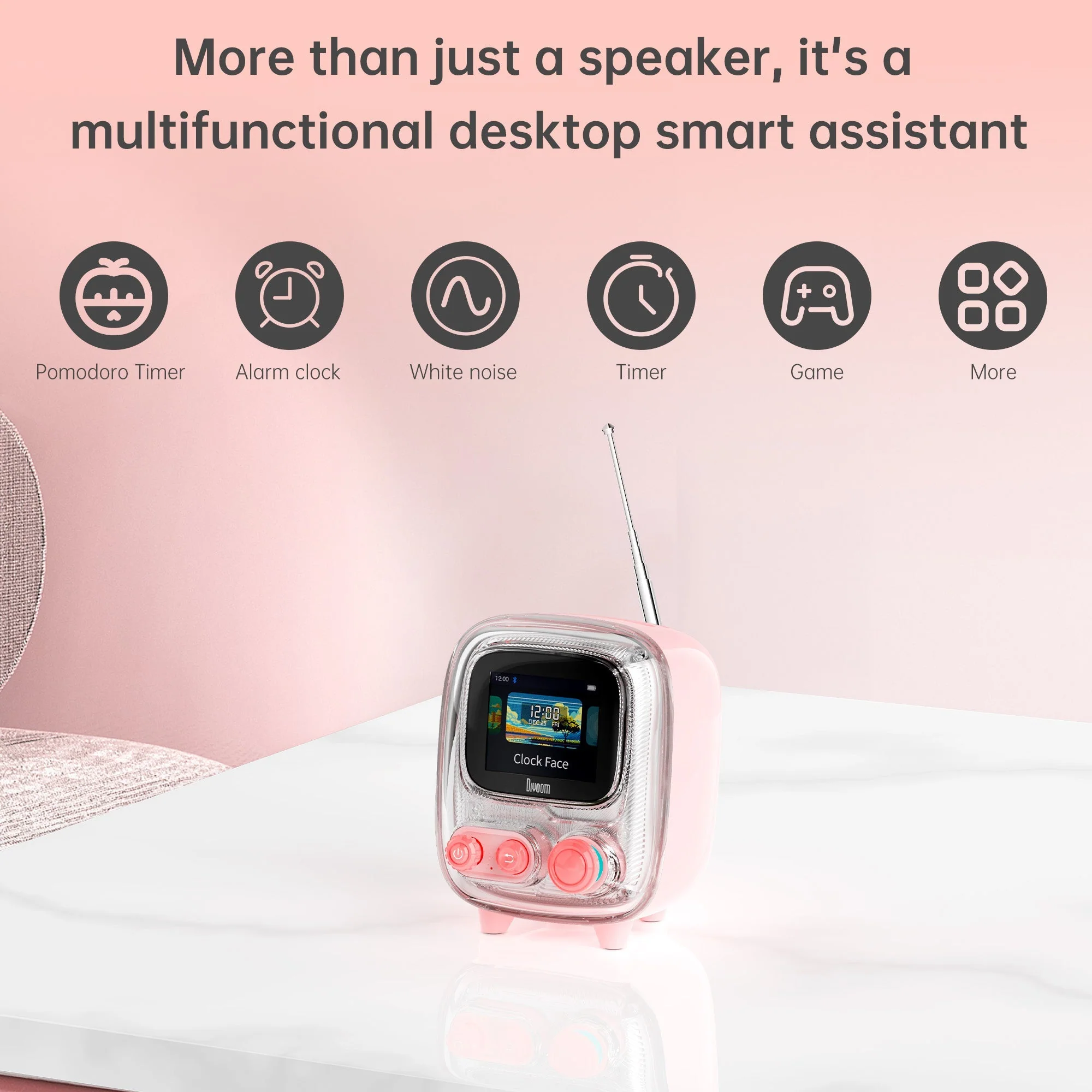 Divoom Tiivoo-2 FM Radio Bluetooth Speaker With Alarm Clock And Upload Photos,Pixel Art Retro Mini Small Cute Wireless Speaker For Party Office Home Desk Bedroom - Image 11