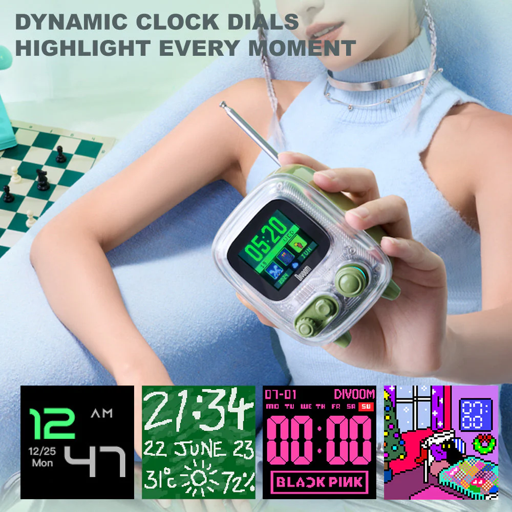 Divoom Tiivoo-2 FM Radio Bluetooth Speaker With Alarm Clock And Upload Photos,Pixel Art Retro Mini Small Cute Wireless Speaker For Party Office Home Desk Bedroom - Image 4
