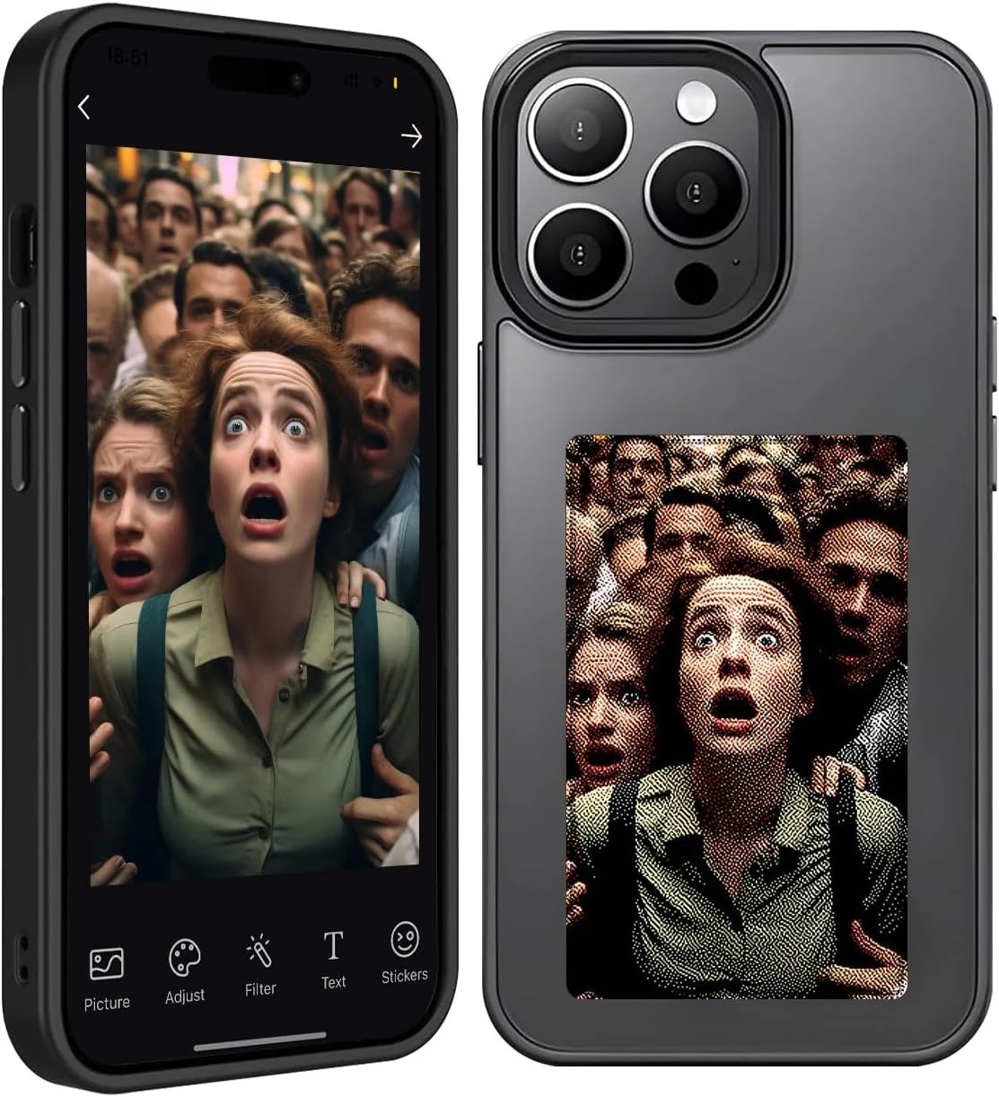 [DIY Display Imaging] Apple iPhone 15/Plus/Pro/Pro Max DIY Smart Protective Case NFC Phone Case Custom Image AI Cell Phone Basic Case Fashion Series Case