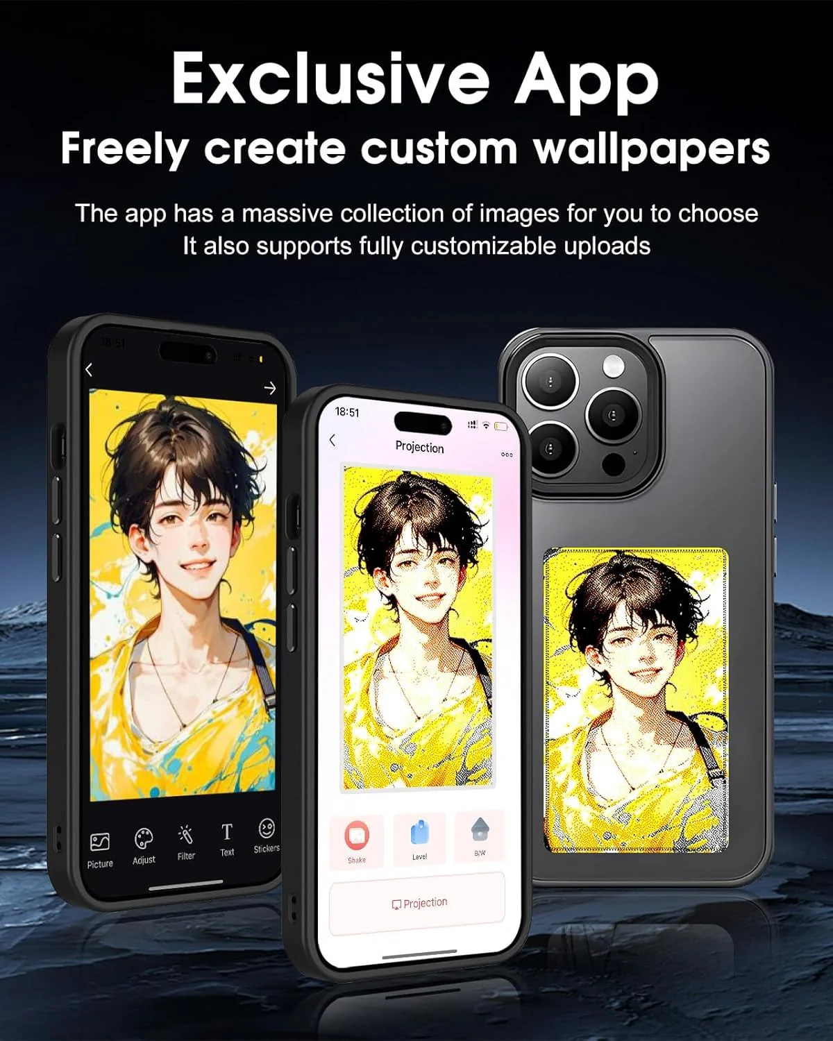 [DIY Display Imaging] Apple iPhone 15/Plus/Pro/Pro Max DIY Smart Protective Case NFC Phone Case Custom Image AI Cell Phone Basic Case Fashion Series Case - Image 5