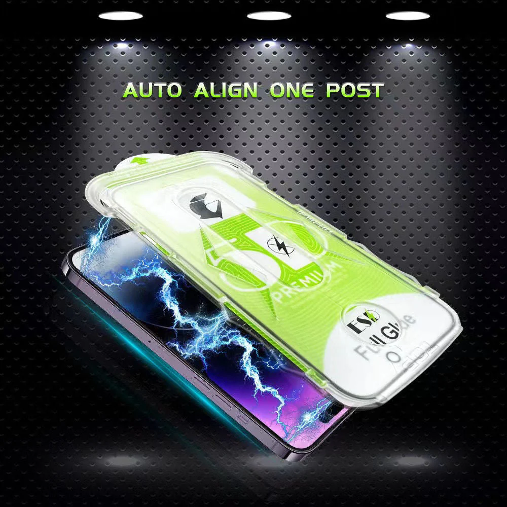 [Easy Automatic Fit Self-Installation Kit] ESD Magic Glass Box Apple iPhone 13/Mini/Pro/Max 9H Hardness Full Covered 9D Tempered Glass Screen Protector - Image 4