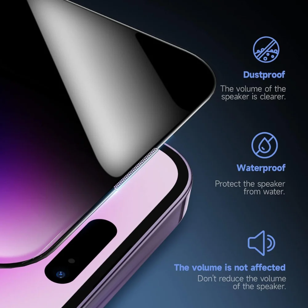 [Easy Automatic Fit Self-Installation Kit] [Privacy] iPhone 14/Plus/Pro/Max - Magic Box Full Covered 9H Hardness HD Tempered Glass Screen Protector - Image 4