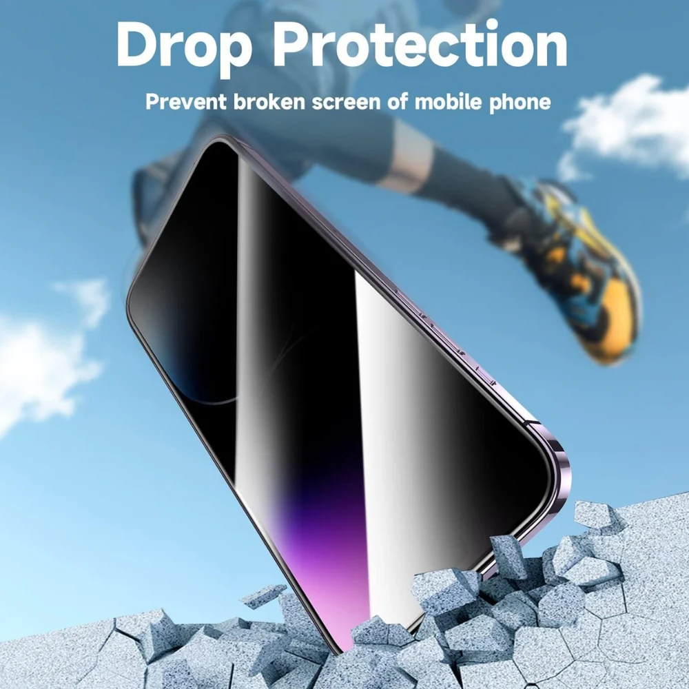 [Easy Automatic Fit Self-Installation Kit] [Privacy] iPhone 14/Plus/Pro/Max - Magic Box Full Covered 9H Hardness HD Tempered Glass Screen Protector - Image 5