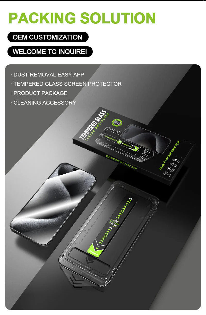 [Easy Installation Kit] Apple iPhone 15/Plus/Pro/Pro Max - Auto Dust-Elimination Installation Full Covered 9D Tempered Glass Screen Protector - Image 14