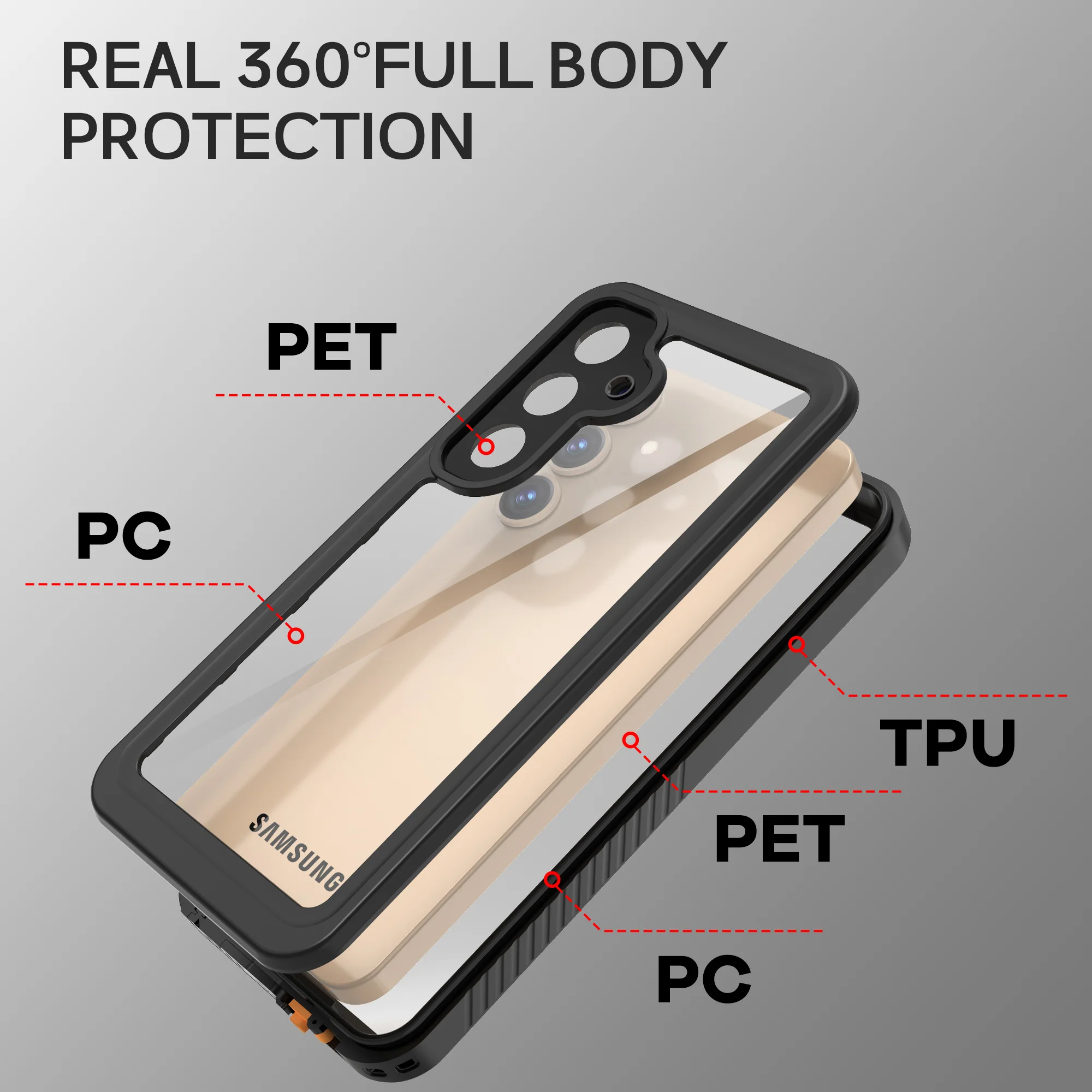 [FM Series] Samsung Galaxy S25 Plus - Redpepper Full Covered Waterproof Heavy Duty Tough Armor Case - Image 3