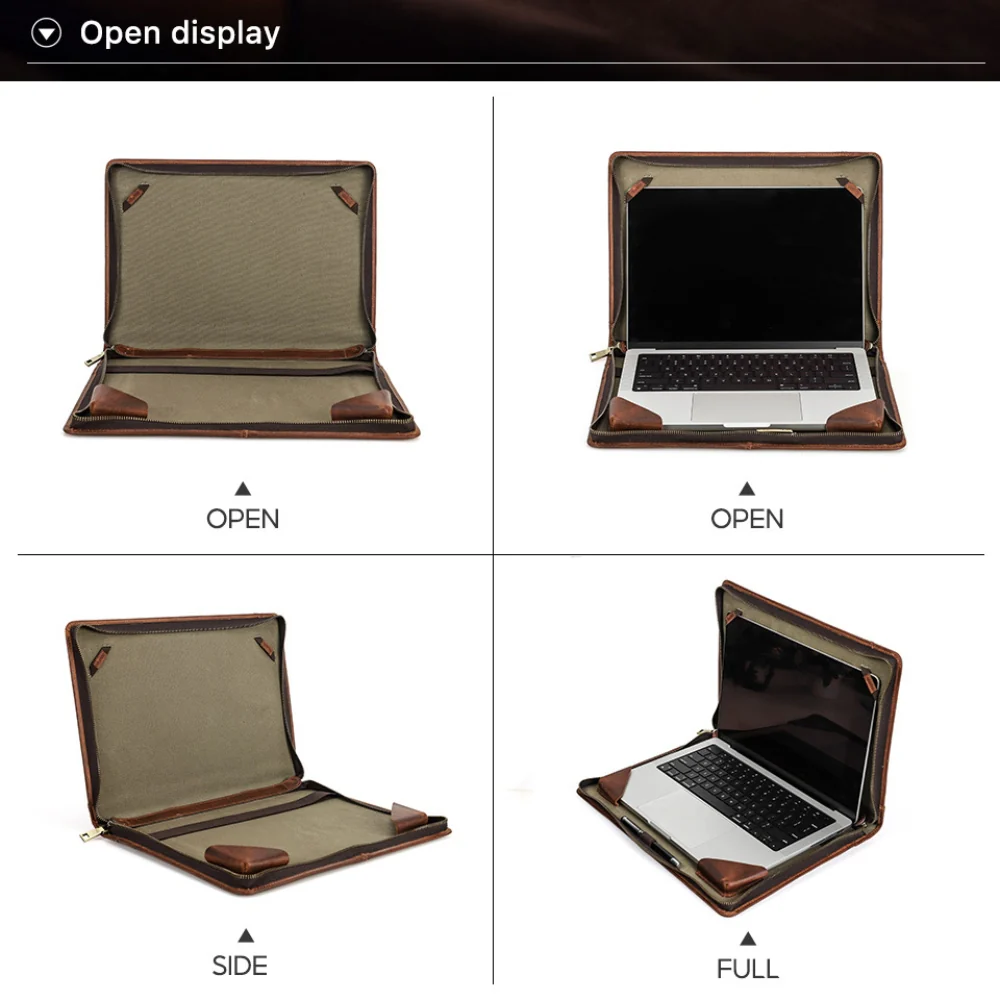 For Apple MacBook 15.4" - Genuine Leather Laptop Carrying Protective Case - Image 11