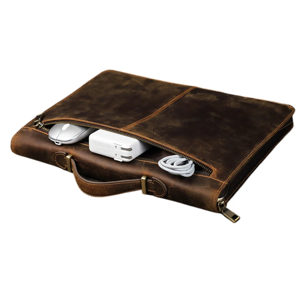 For Apple MacBook 15.4" - Genuine Leather Laptop Carrying Protective Case - Image 7
