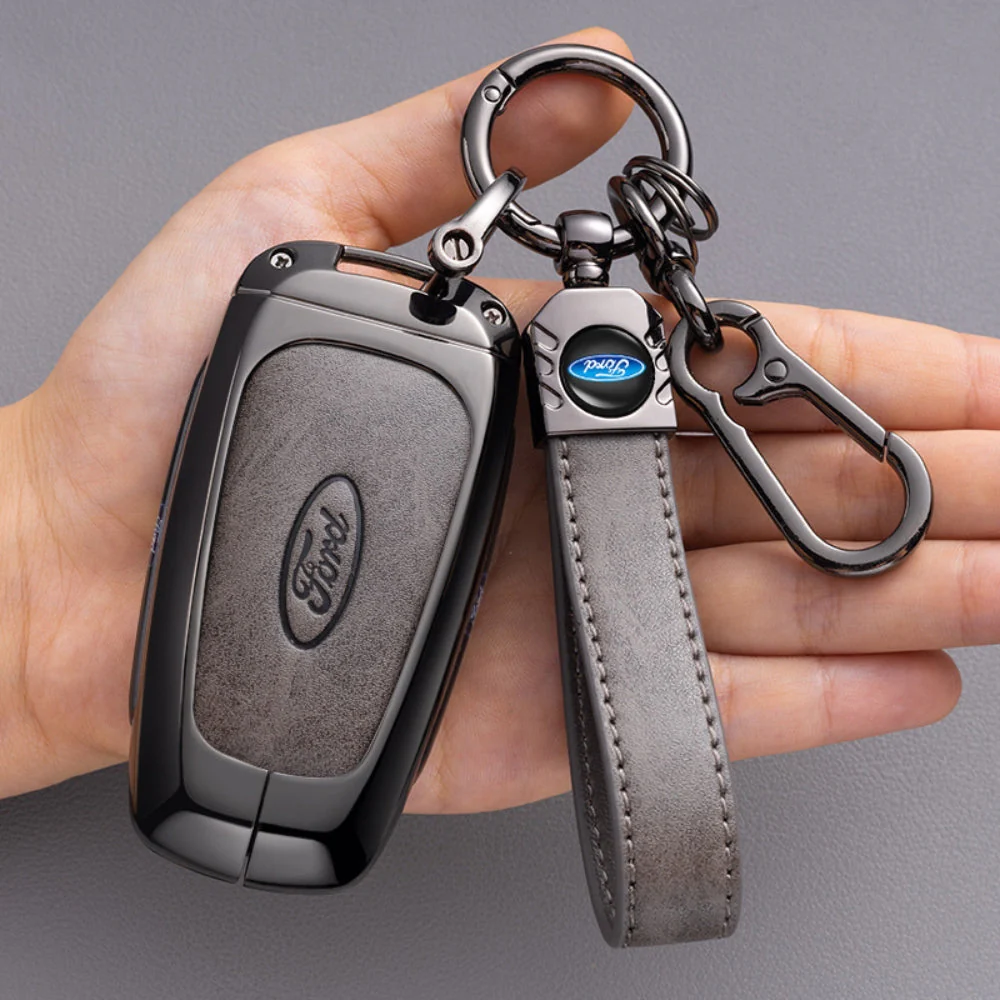 Ford Alloy + Leather Protection Car Key Fob Case Cover For Ranger, Wildtrak, Everest, Explorer, Ecosport, Edge, Escape, Focus, Fiesta, Mustang - Image 2
