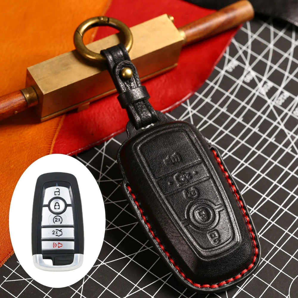 Ford Handcrafted Genuine Leather Folding Car Key Fob Protective Case Cover For Raptor F-150, Focus, Escort, Mondeo, Edge, Explorer, Mustang - Image 13