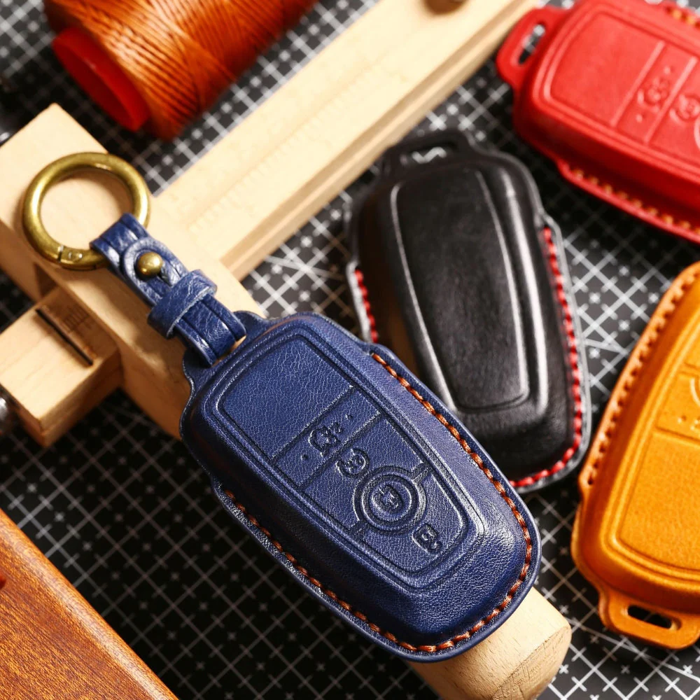 Ford Handcrafted Genuine Leather Folding Car Key Fob Protective Case Cover For Raptor F-150, Focus, Escort, Mondeo, Edge, Explorer, Mustang - Image 17