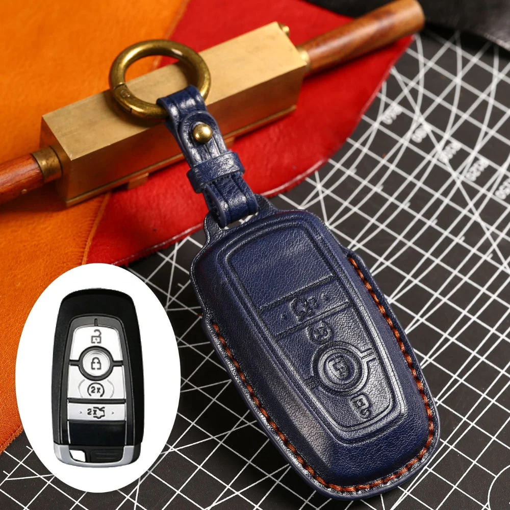 Ford Handcrafted Genuine Leather Folding Car Key Fob Protective Case Cover For Raptor F-150, Focus, Escort, Mondeo, Edge, Explorer, Mustang - Image 7