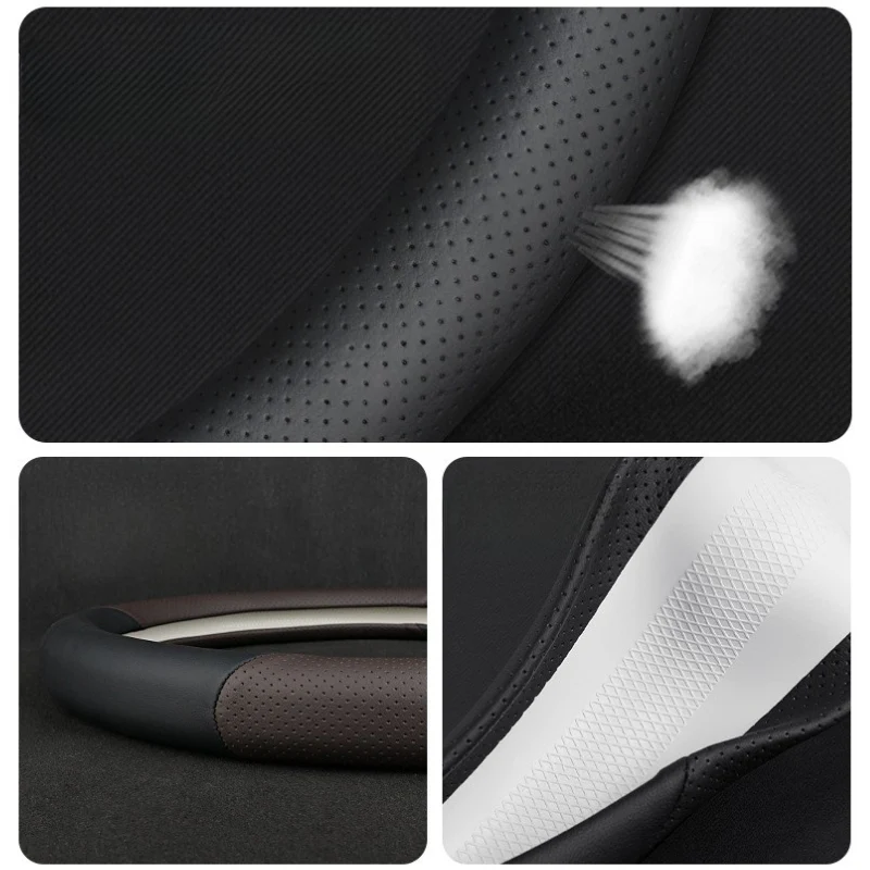 Ford Premium Nappa Leather Breathable Ultra-Thin Non-Slip Steering Wheel Cover For Mondeo, Focus, Explorer, Edge, Everest, Taurus - Image 4