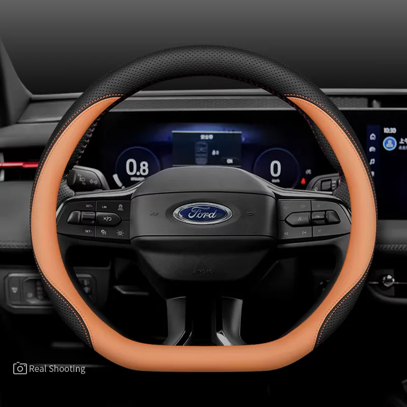Ford Premium Nappa Leather Breathable Ultra-Thin Non-Slip Steering Wheel Cover For Mondeo, Explorer, Edge, Escape - Image 5