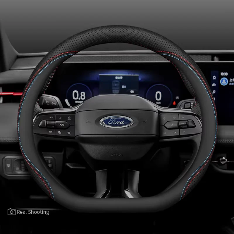 Ford Premium Nappa Leather Breathable Ultra-Thin Non-Slip Steering Wheel Cover For Mondeo, Explorer, Edge, Escape - Image 7