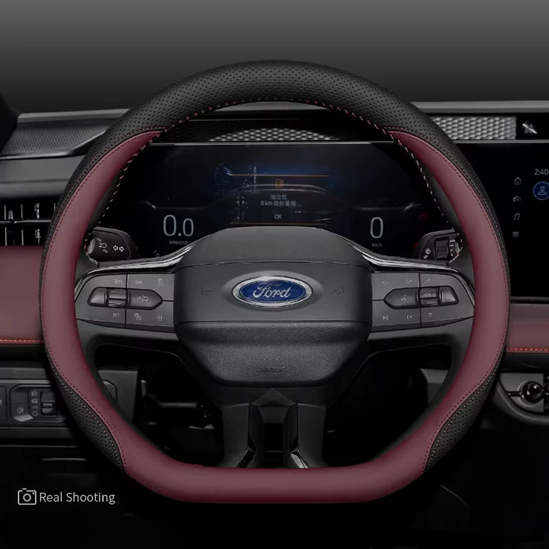Ford Premium Nappa Leather Breathable Ultra-Thin Non-Slip Steering Wheel Cover For Mondeo, Explorer, Edge, Escape - Image 9