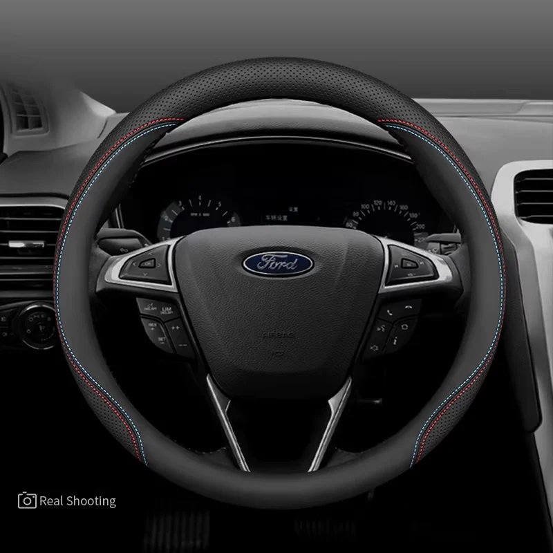 Ford Premium Nappa Leather Breathable Ultra-Thin Non-Slip Steering Wheel Cover For Mondeo, Focus, Explorer, Edge, Everest, Taurus - Image 5