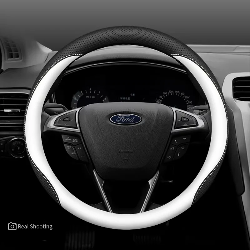 Ford Premium Nappa Leather Breathable Ultra-Thin Non-Slip Steering Wheel Cover For Mondeo, Focus, Explorer, Edge, Everest, Taurus - Image 6