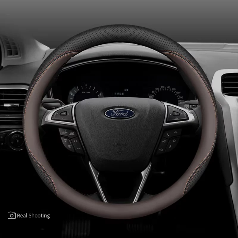 Ford Premium Nappa Leather Breathable Ultra-Thin Non-Slip Steering Wheel Cover For Mondeo, Focus, Explorer, Edge, Everest, Taurus - Image 7