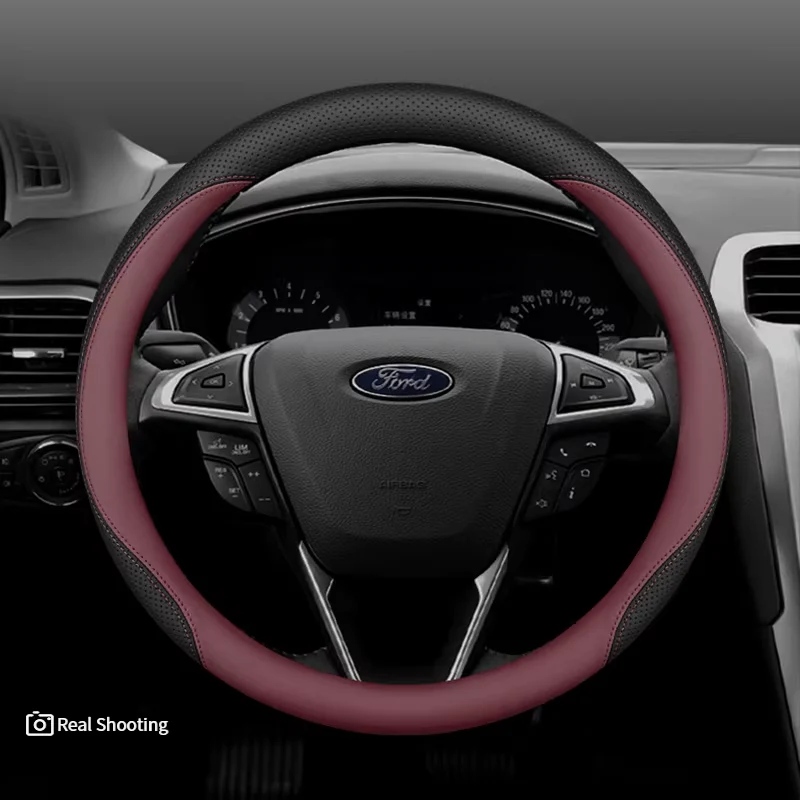 Ford Premium Nappa Leather Breathable Ultra-Thin Non-Slip Steering Wheel Cover For Mondeo, Focus, Explorer, Edge, Everest, Taurus - Image 8