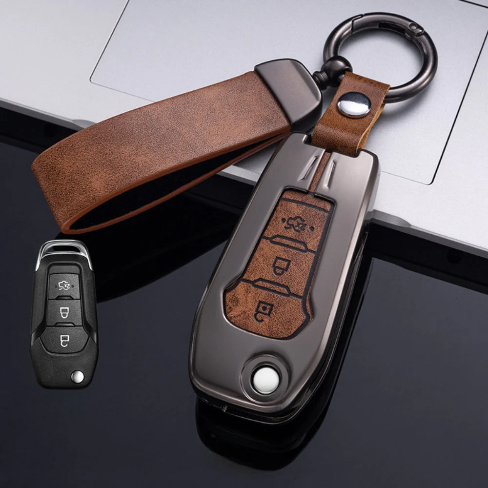 Ford Zinc Alloy Leather Folding Car Key Fob Case Cover For Ranger, Mustang, Everest, Escape, Puma, Transit, Focus, Fiesta, Ranger Raptor, Mondeo - Image 29