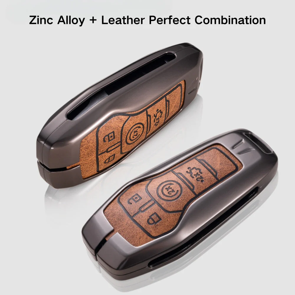 Ford Zinc Alloy Leather Folding Car Key Fob Case Cover For Ranger, Mustang, Everest, Escape, Puma, Transit, Focus, Fiesta, Ranger Raptor, Mondeo - Image 3