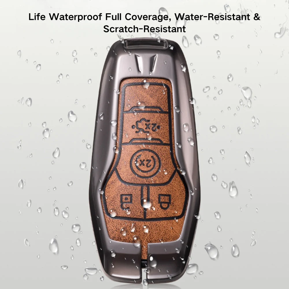 Ford Zinc Alloy Leather Folding Car Key Fob Case Cover For Ranger, Mustang, Everest, Escape, Puma, Transit, Focus, Fiesta, Ranger Raptor, Mondeo - Image 5