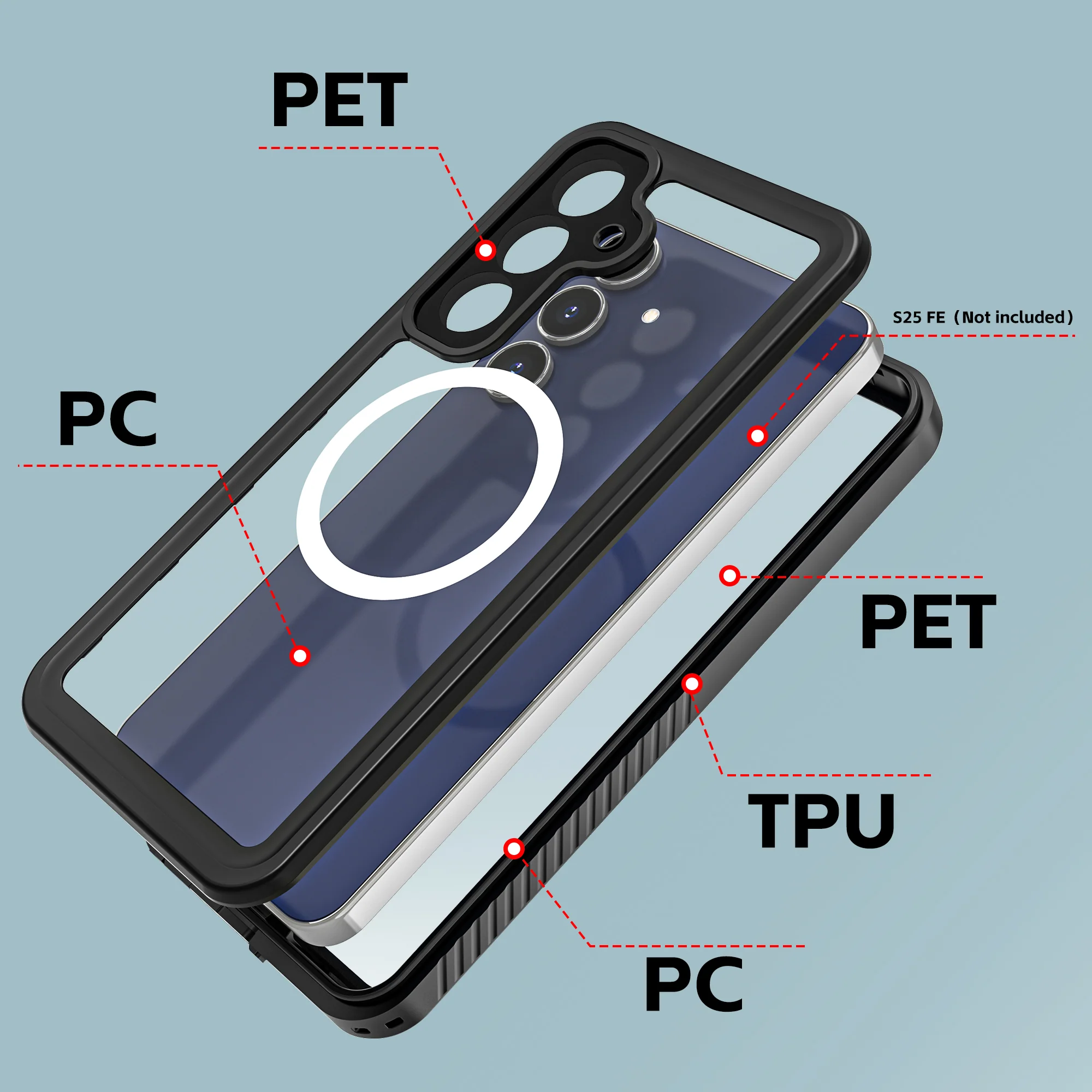 [FS Series][Magsafe Compatible]  Samsung Galaxy S25 FE S731 - Redpepper Full Covered Waterproof Heavy Duty Tough Armor Shockproof Case - Image 7