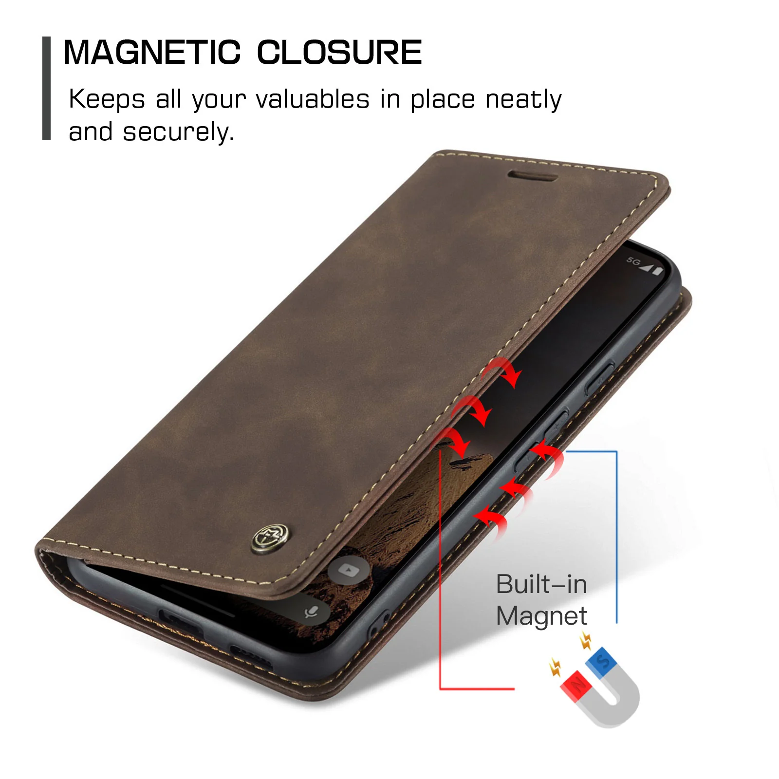 Google Pixel 10a Retro PU Leather Full Protection Flip Cover Case - Image 11
