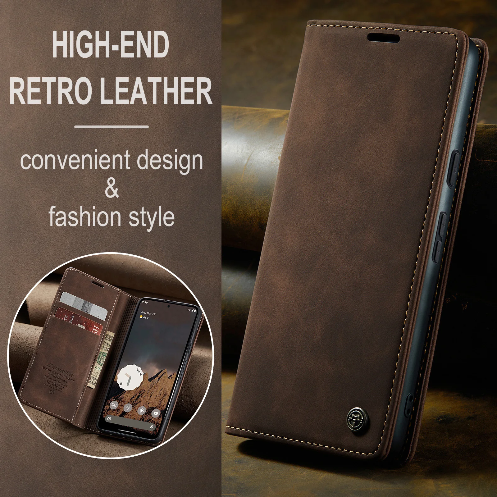 Google Pixel 10a Retro PU Leather Full Protection Flip Cover Case - Image 5