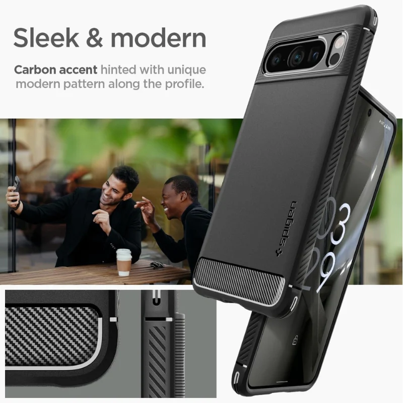 Google Pixel 8 Pro - Rugged Armor Designed Shock Absorption Resilient Slim Soft Cover Heavy Duty Series Case - Image 3