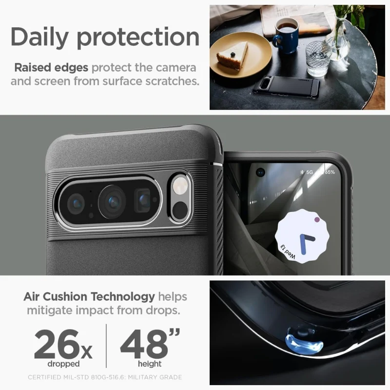 Google Pixel 8 Pro - Rugged Armor Designed Shock Absorption Resilient Slim Soft Cover Heavy Duty Series Case - Image 4