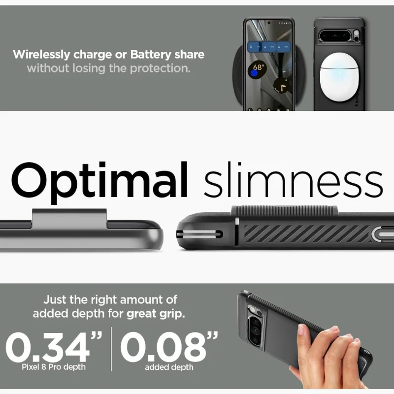 Google Pixel 8 Pro - Rugged Armor Designed Shock Absorption Resilient Slim Soft Cover Heavy Duty Series Case - Image 5