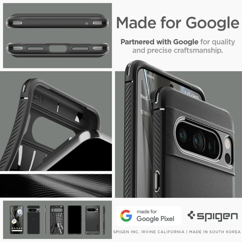 Google Pixel 8 Pro - Rugged Armor Designed Shock Absorption Resilient Slim Soft Cover Heavy Duty Series Case - Image 6