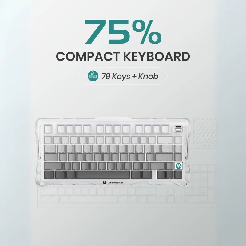 GravaStar K1 75% Wireless Mechanical Gaming Keyboard with RGB Backlit, Aluminum Alloy Exoskeleton Design, Gasket Custom Keyboard Hot-Swap Socket - Image 4